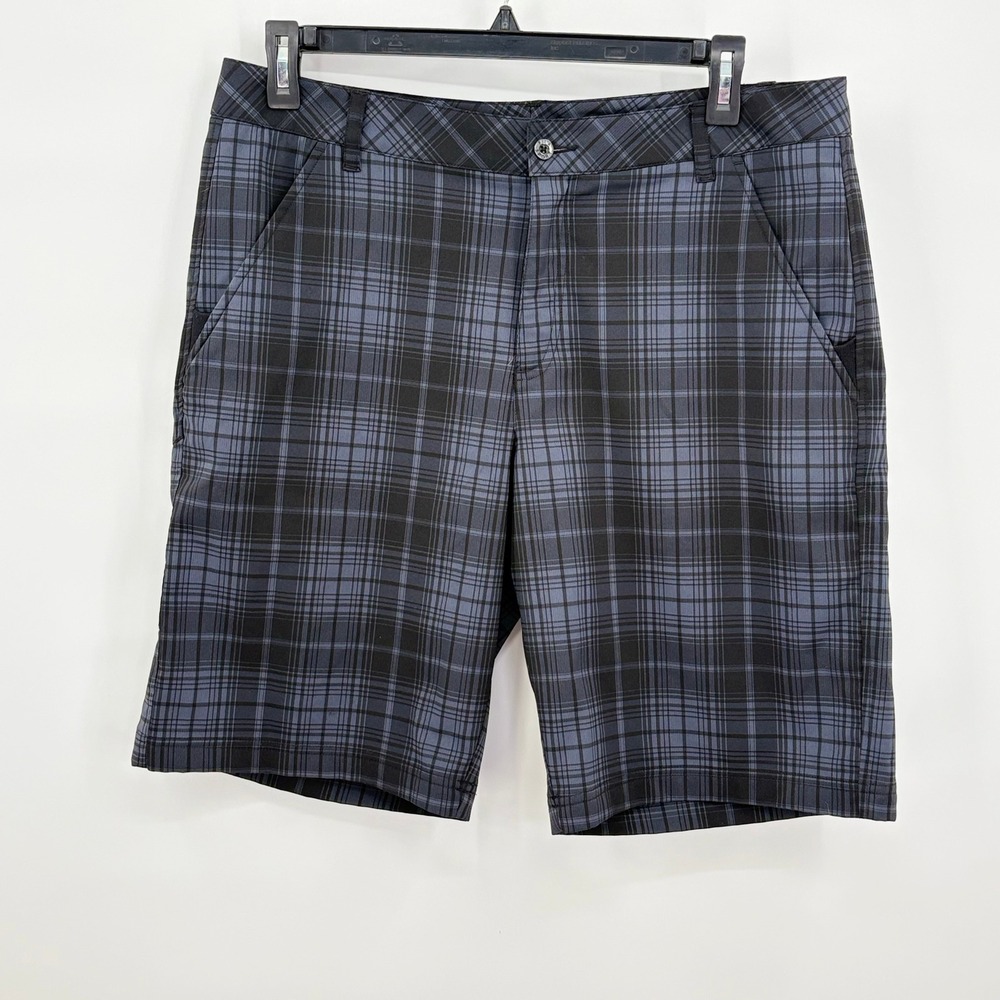 Fila Sport Golf Mens 36 Plaid Shorts Grey Black Performance Stretch‎ Flat Front